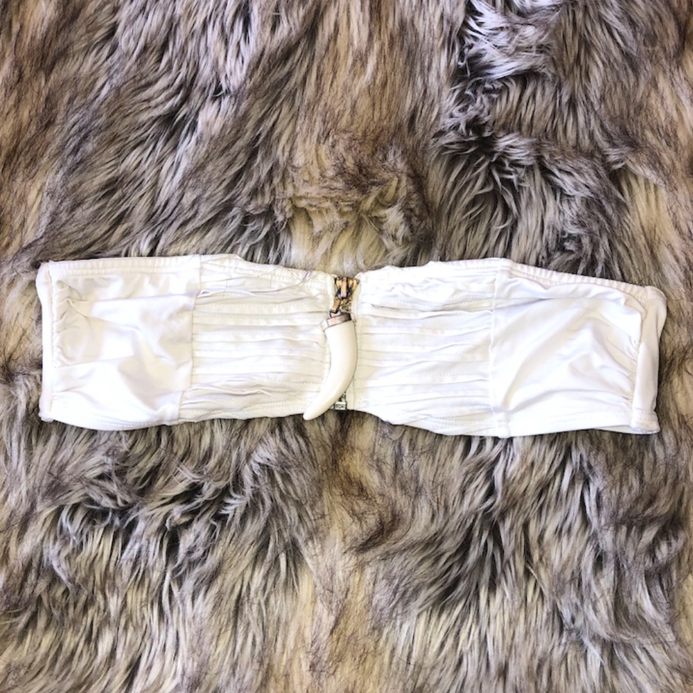 HM Shark Tooth White Bikini Bandeau Top
